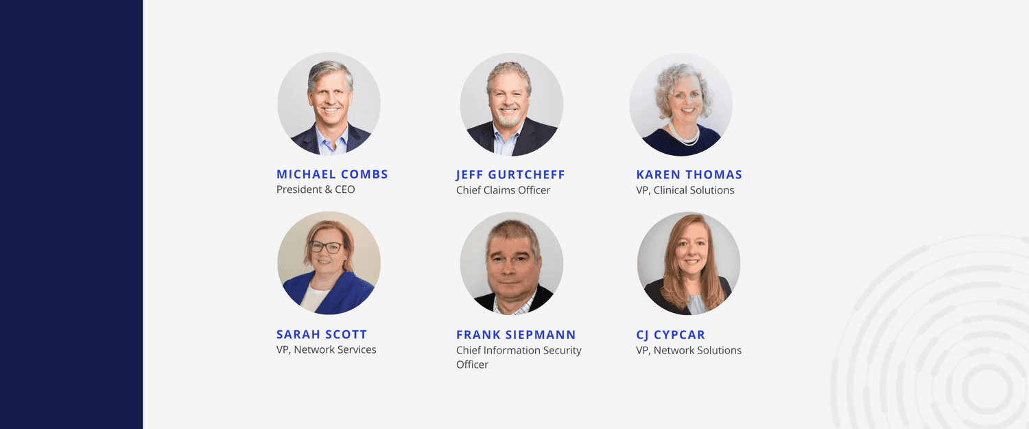 Headshots of Michael Combs, Jeff Gurtcheff, Karen Thomas, Sarah Scott, Frank Siepmann, and CJ Cypcar