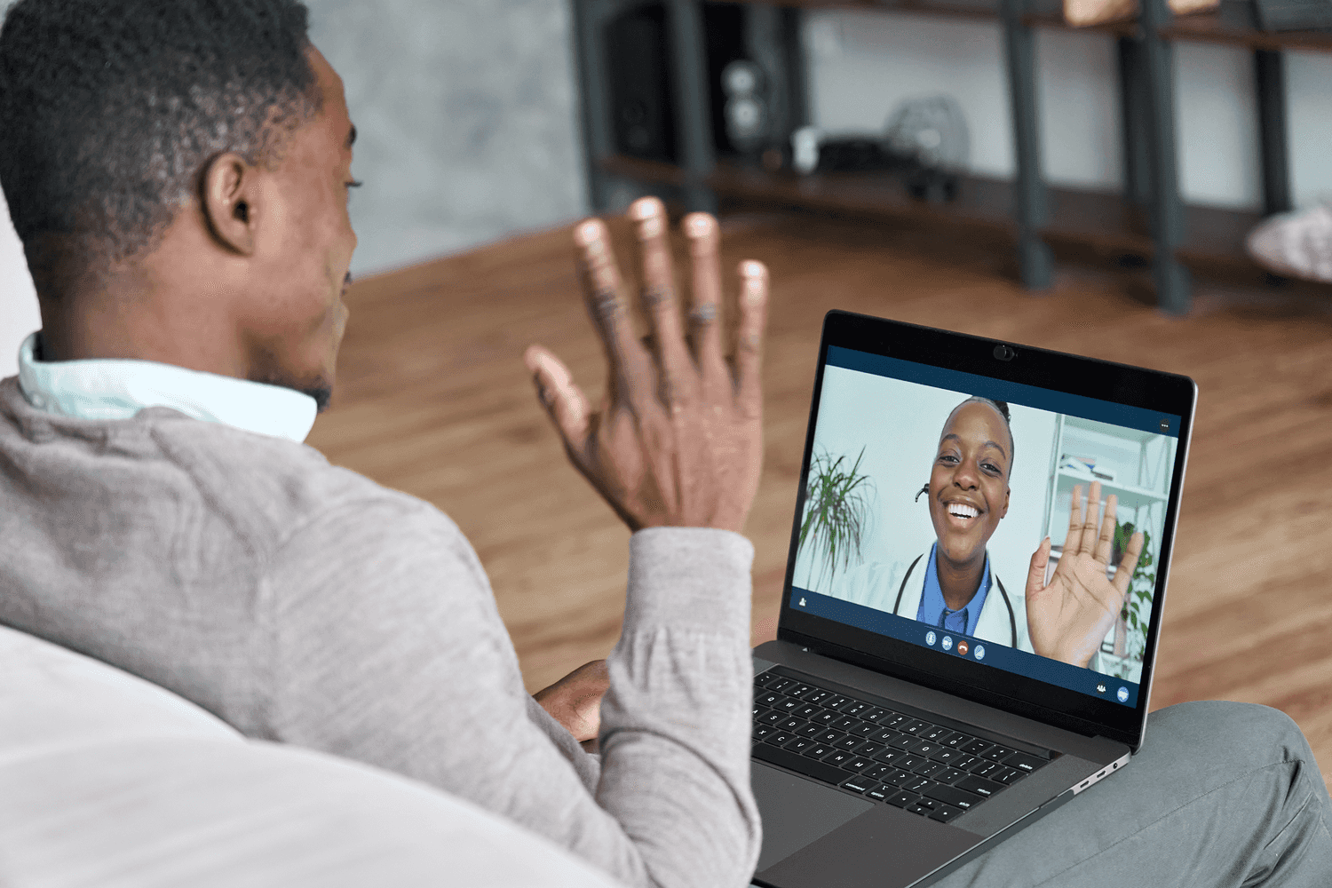 man on telehealth call